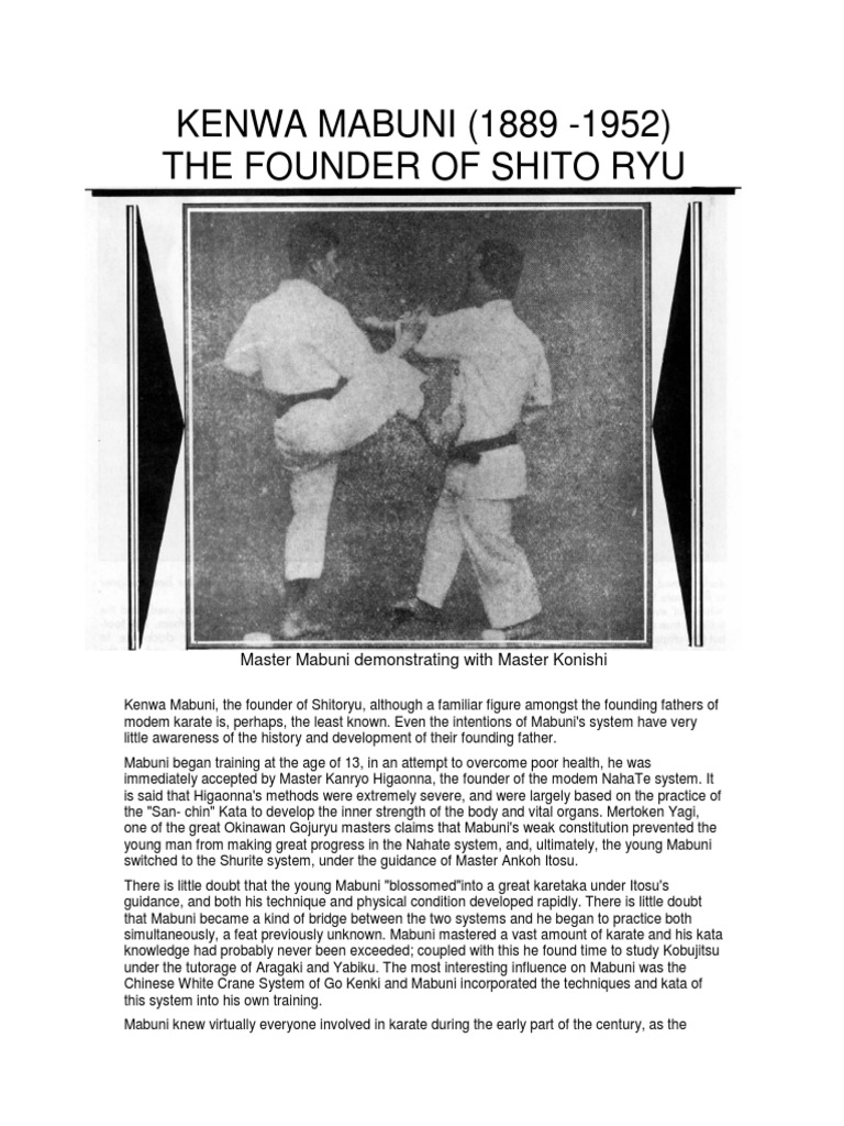 Kenwa Mabuni Article Karate Combat Sports