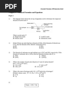 Chapter 3: Chemical Formulae and Equations: Paper 1