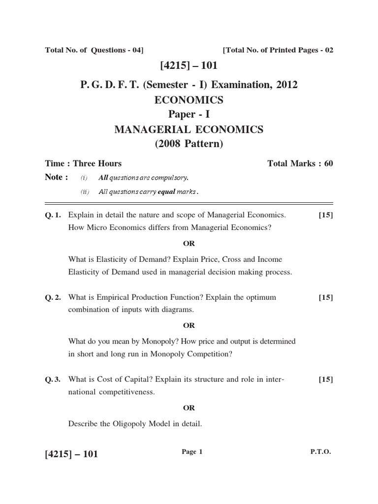 Managerial and International Economics Exam Guide | PDF | Monopoly ...