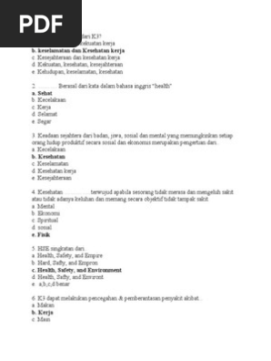 Soal Dan Jawaban K3lh