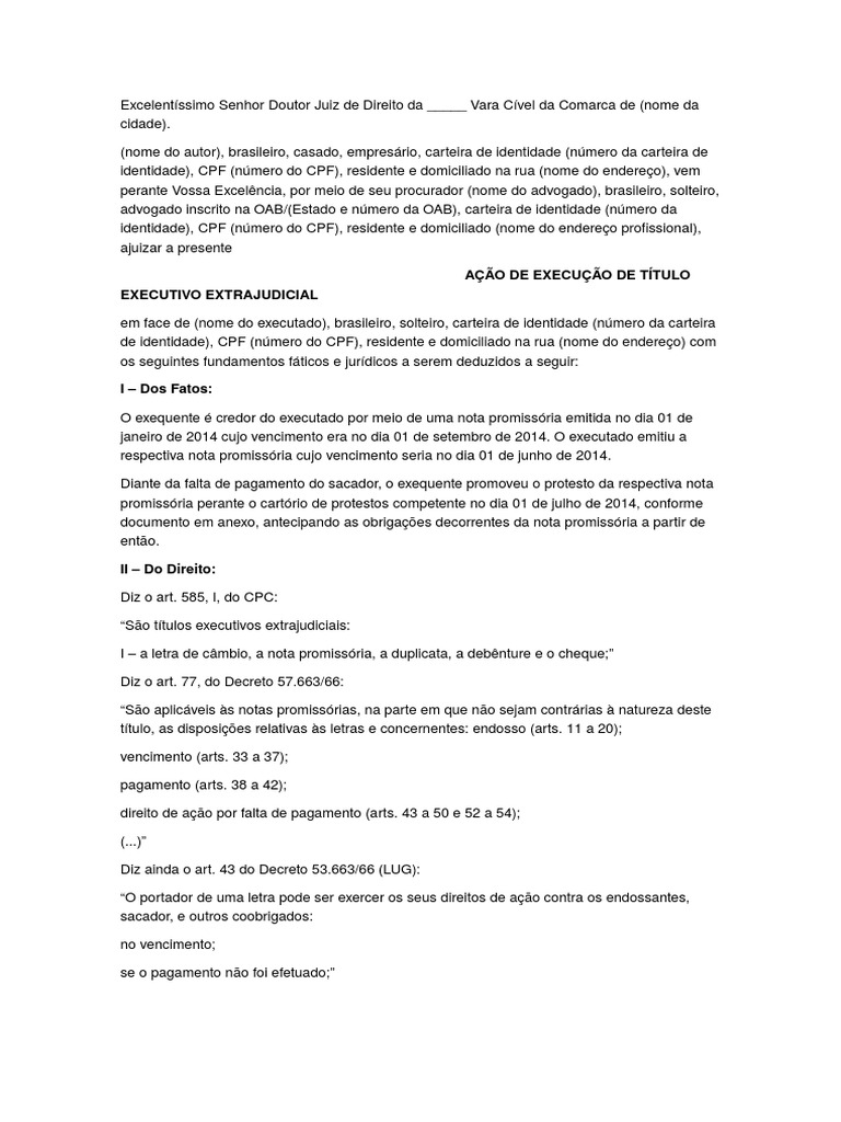 Modelo de Execução de Nota Promissoria