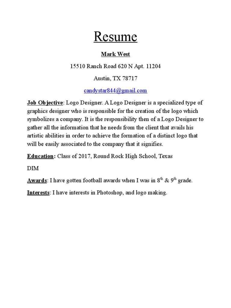 Logo Designer Resume of Mark West | PDF