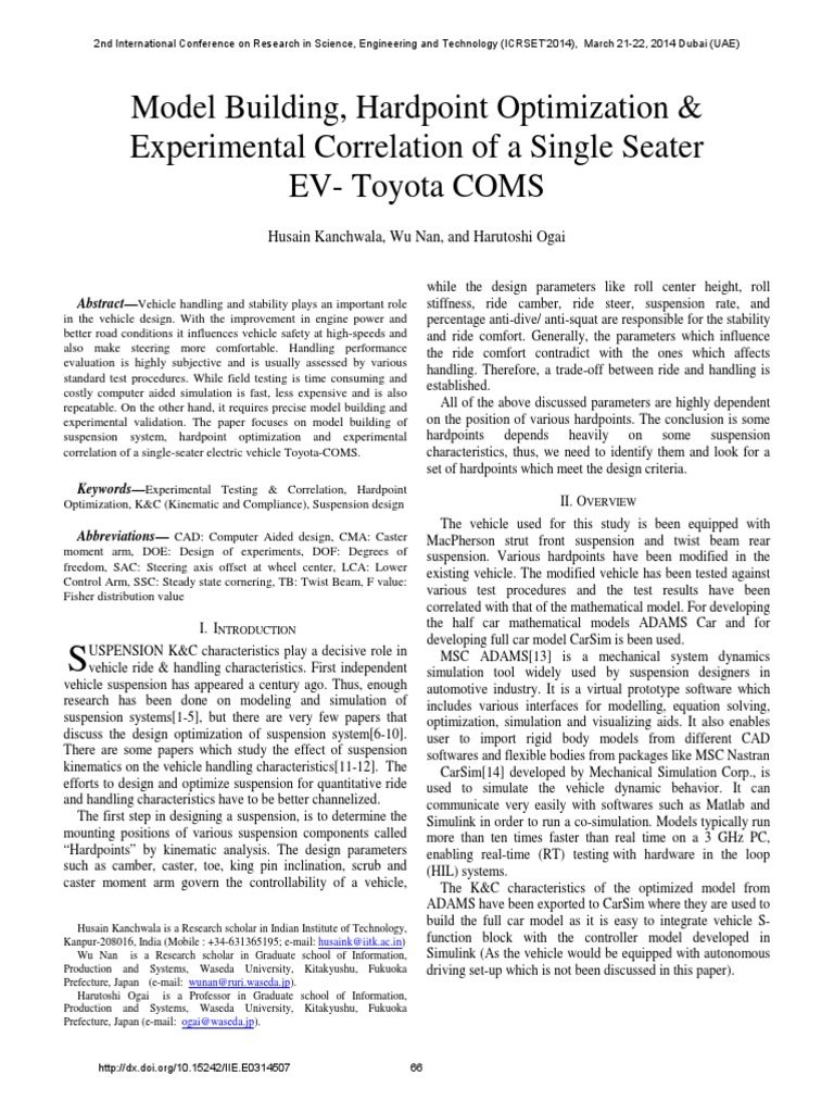 Hard Point Optimization | PDF | Suspension (Vehicle) | Automobiles
