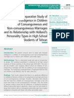 A Comparative Study of Intelligence in Children of Consanguineous and Non-consanguineous Marriages and its Relationship with Holland’s Personality Types in High School Students of Tehran