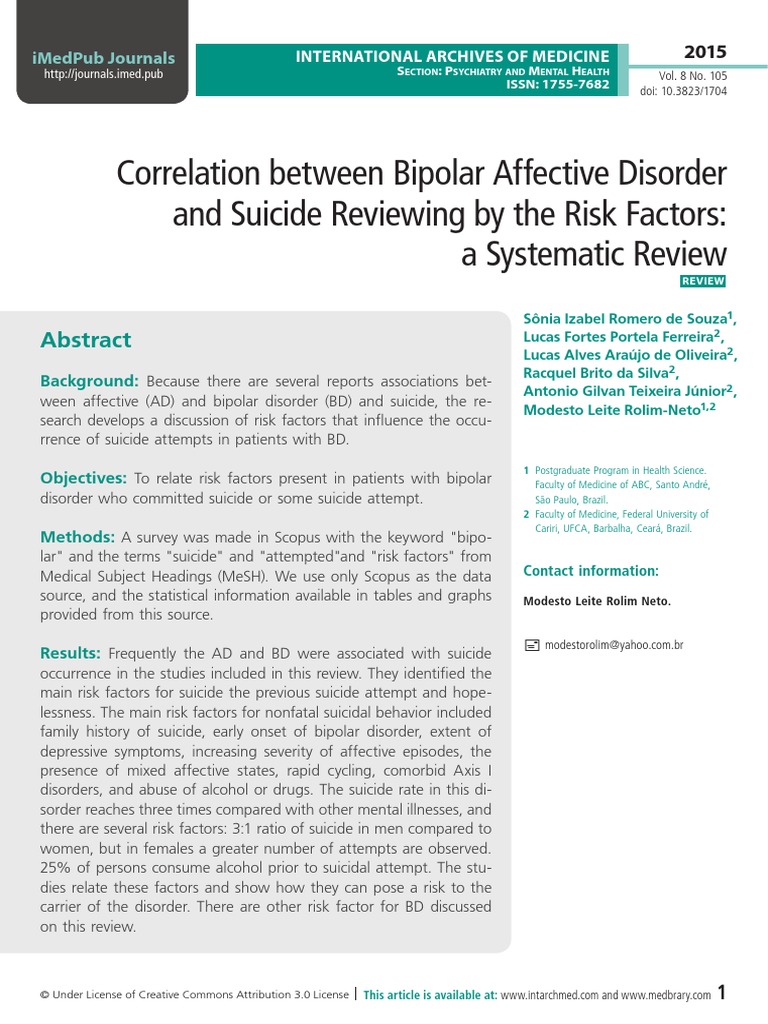 literature review of bipolar affective disorder