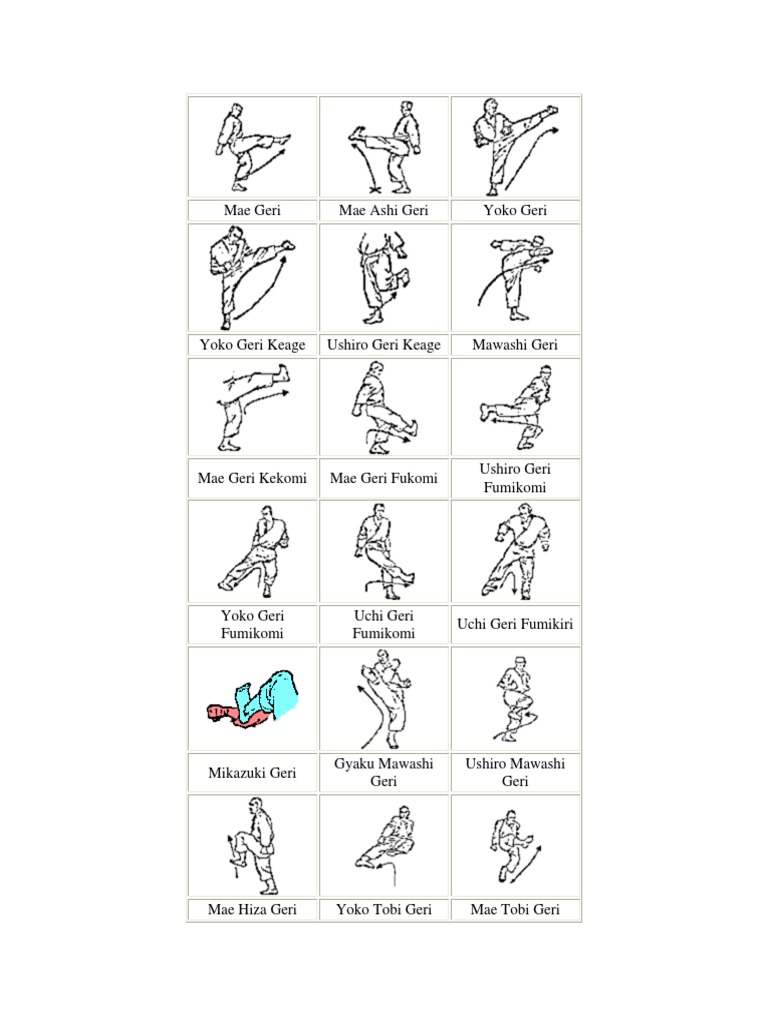 karate moves chart