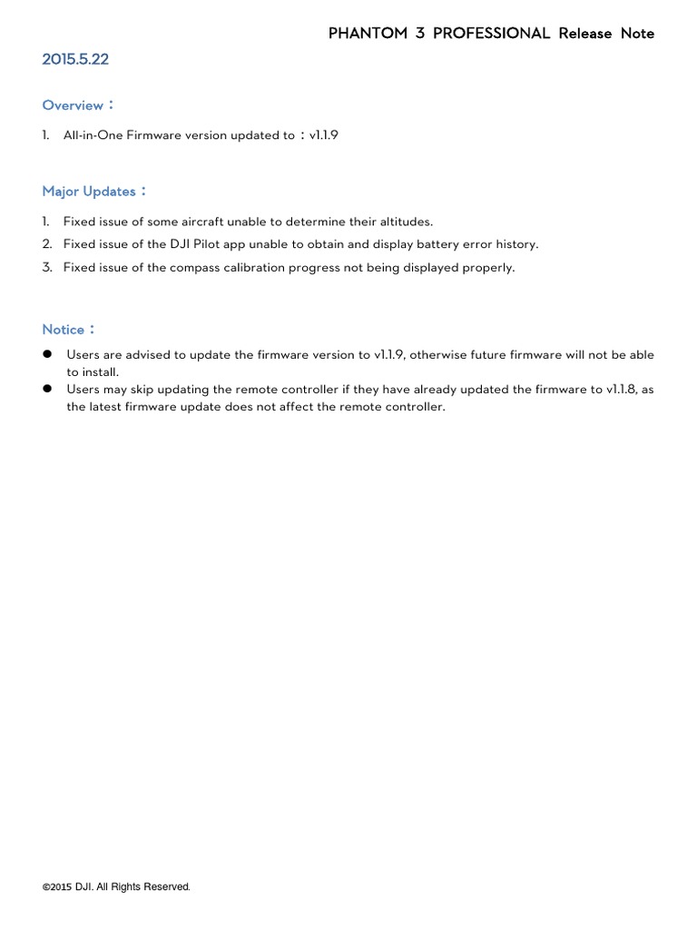 Phantom 3 Professional Release Note en | PDF | Business | Computers