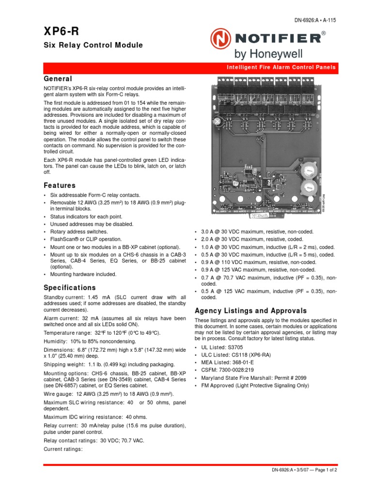 XP6R Six Relay Module PDF Relay Manufactured Goods