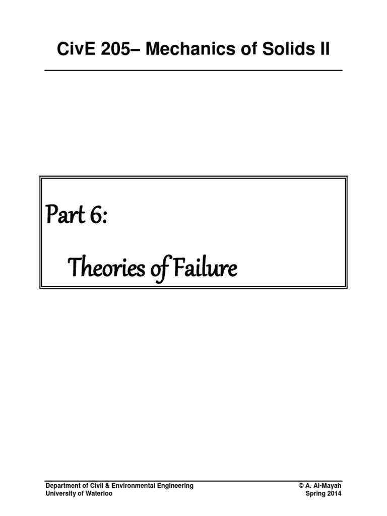 CivE 205 6 - Theories of Failure | PDF | Yield (Engineering) | Strength ...