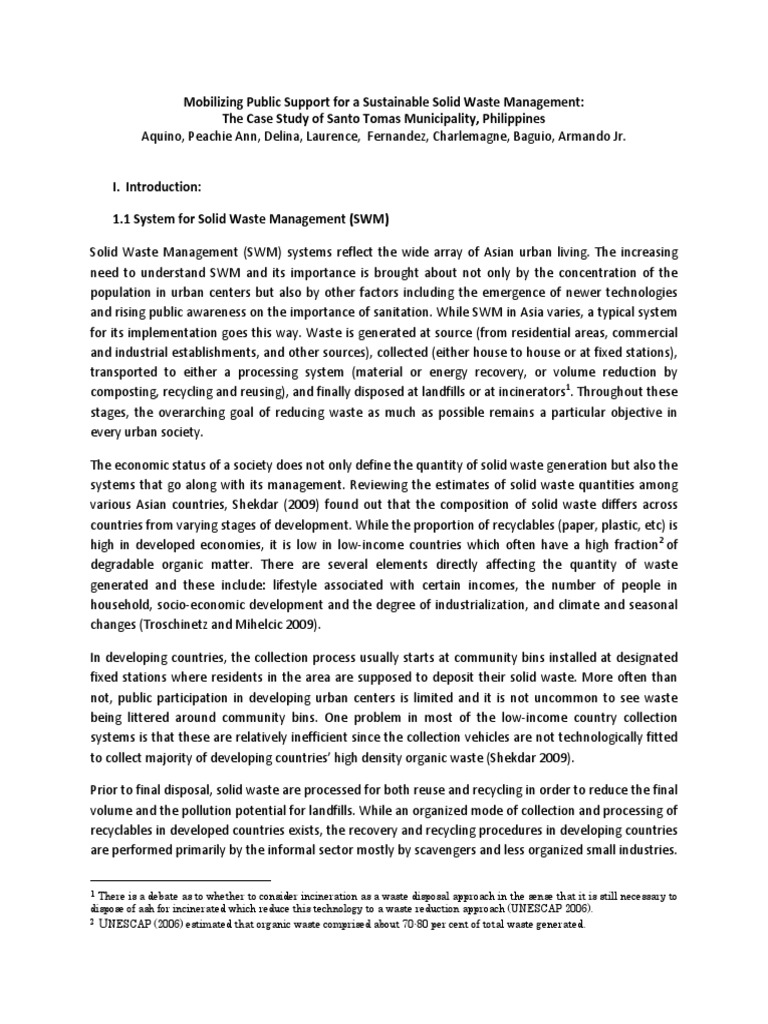 solid waste management paper Waste Management Municipal Solid Waste