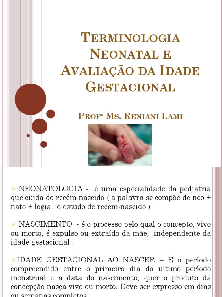 Terminologia Neonatal e Idade Gestacional | PDF | Gravidez | Neonatologia