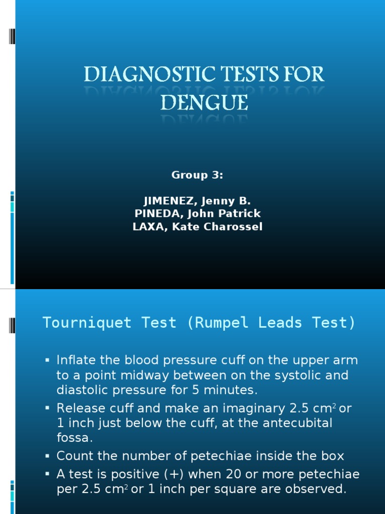 Tests For Dengue GROUP 3 PDF Elisa Infection