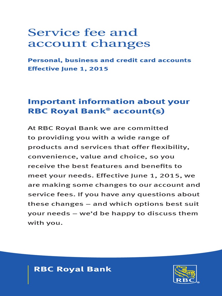 Rbc Service Fees And Charges Debits And Credits Credit Card