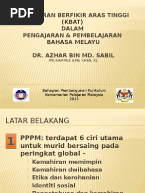 Kbat Dlm Pdp Pdf