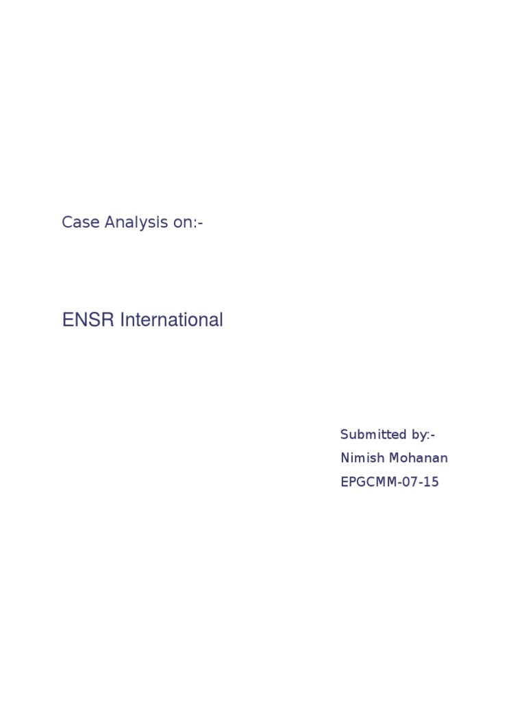 ENSR - Case Analysis | PDF | Expert | Business