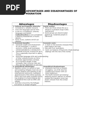 Advantages And Disadvantages Of Migration Pdf Australia Multiculturalism