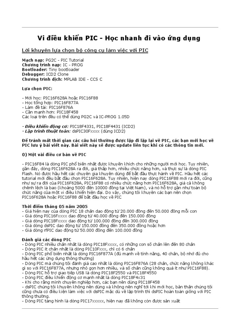 Vi điều Khiển PIC - Học Nhanh | PDF