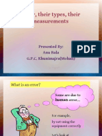 Error, Their Types, Their Measurements: Presented By: Anu Bala G.P.C. Khunimajra (Mohali)
