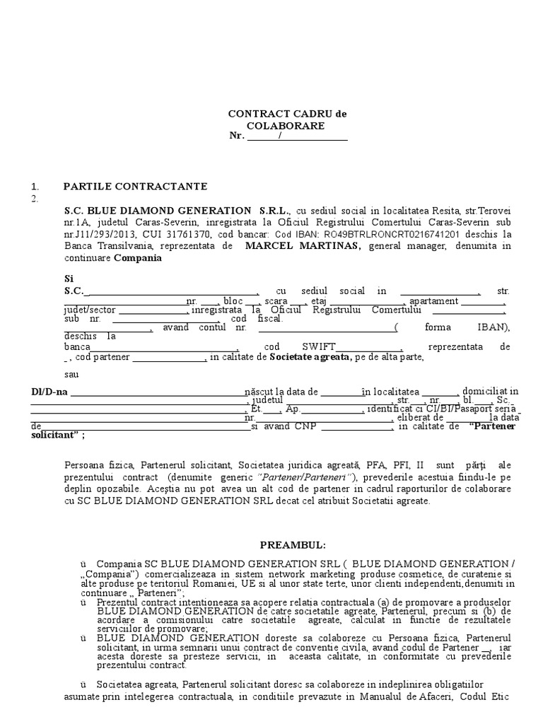 Contract Cadru Colaborare | PDF