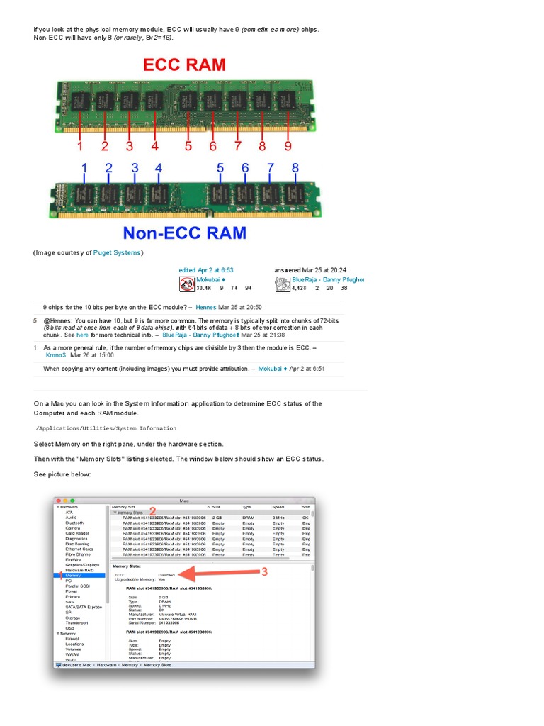 Diferença Memory Is ECC or NonECC | PDF