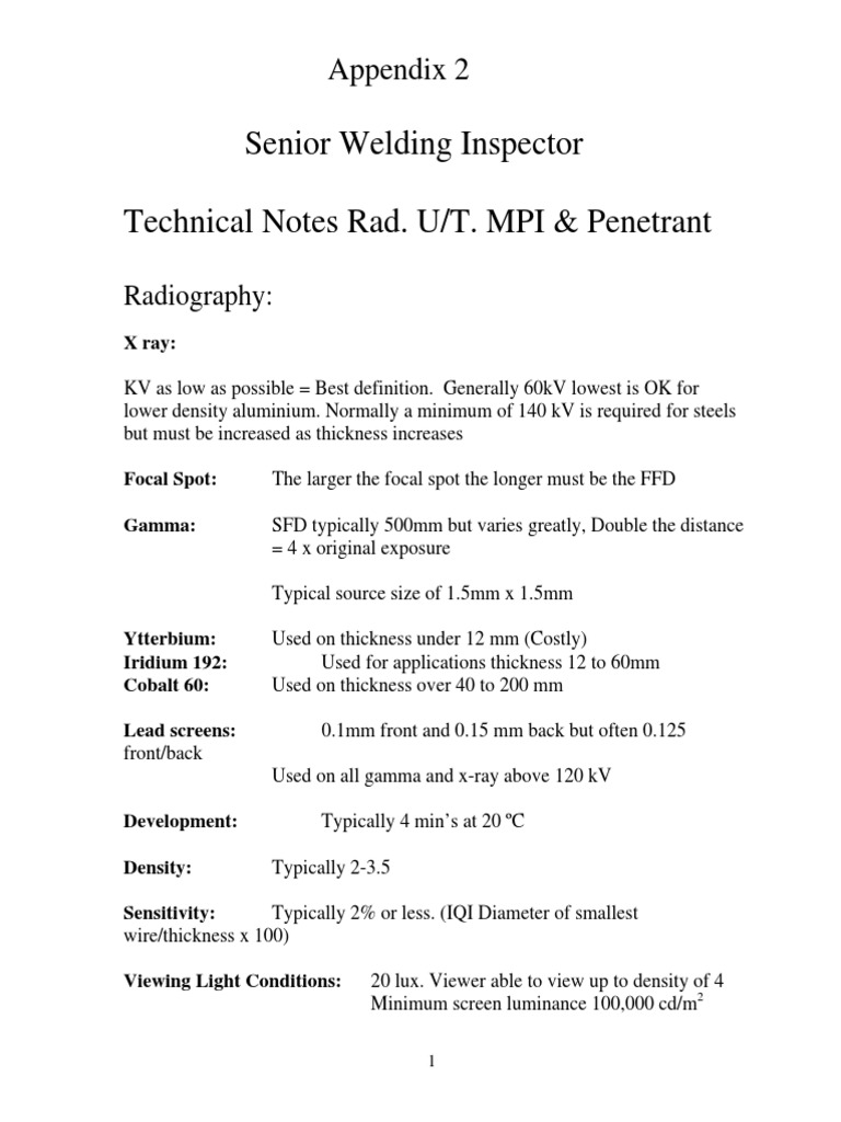 Senior Welding Inspector Technical Notes | PDF