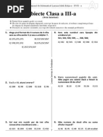 Test Lumina Math Clasa A III - 2013