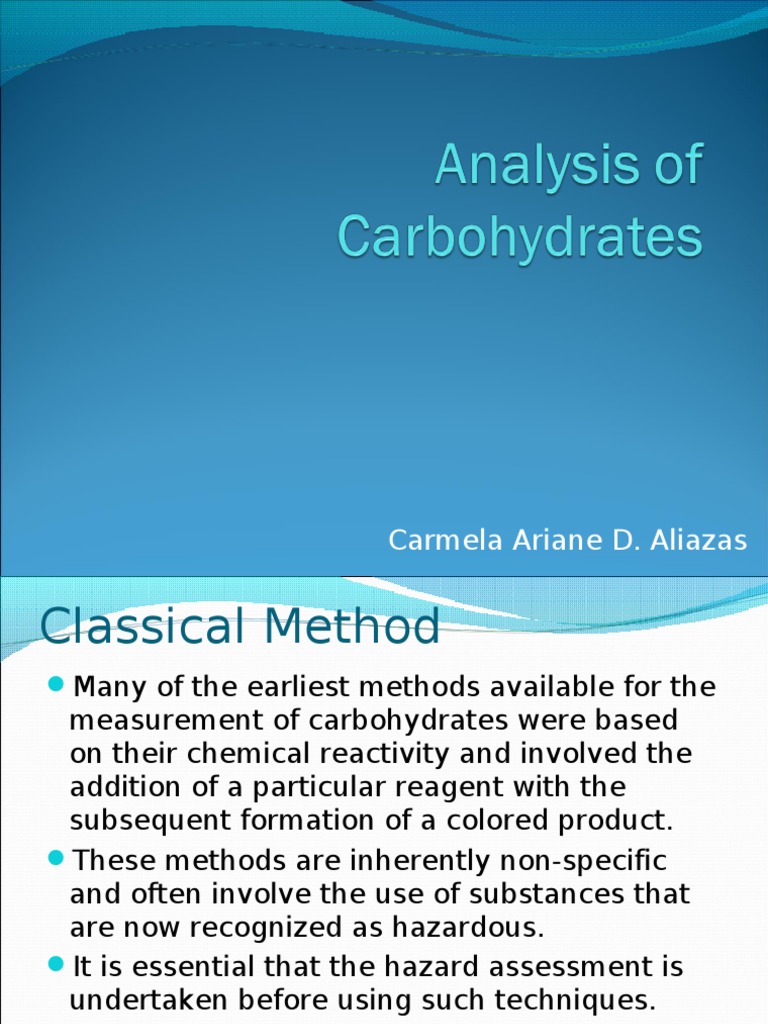Carbohydrate Analysis Techniques | PDF | Glucose | Carbohydrates
