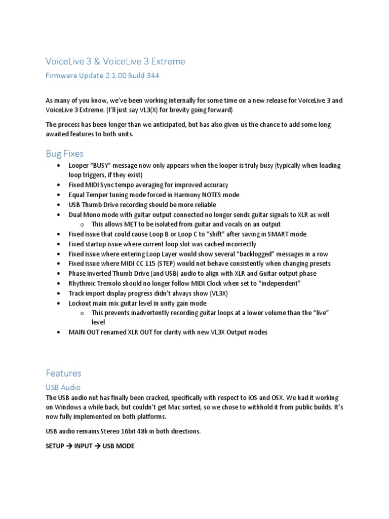 Voicelive 3 X 2 1 00 Build 344 Release Notes Usb Synthesizer