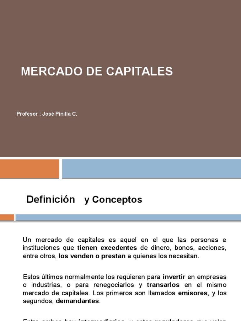 Definición del Mercado de Capitales | PDF | Bancos | Pensión