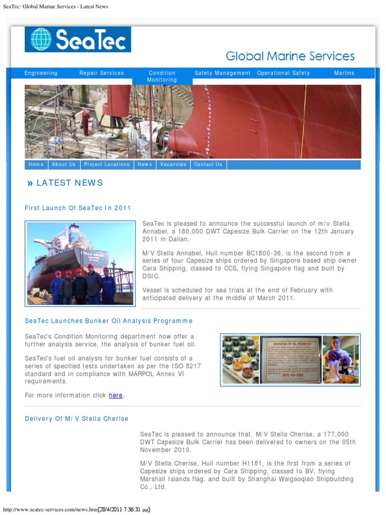 SeaTec Global Marine Services Latest News PDF Oil Tanker Fuel Oil
