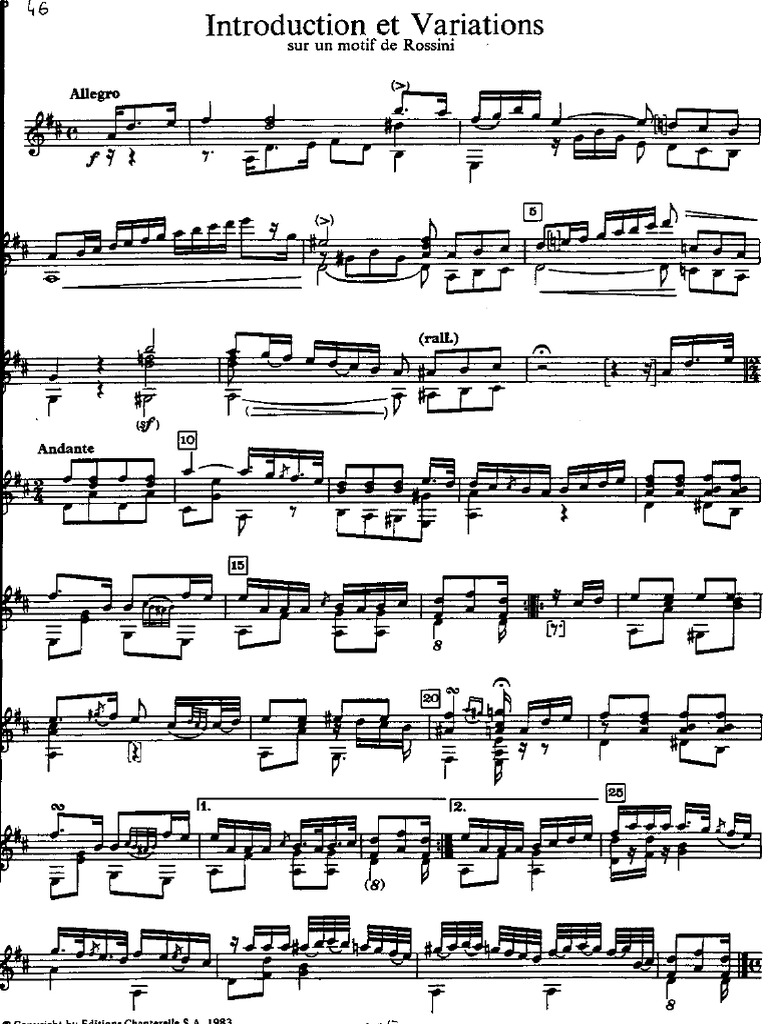 COSTE Napoleon Introduction Et Variations Sur Un Motif de Rossini