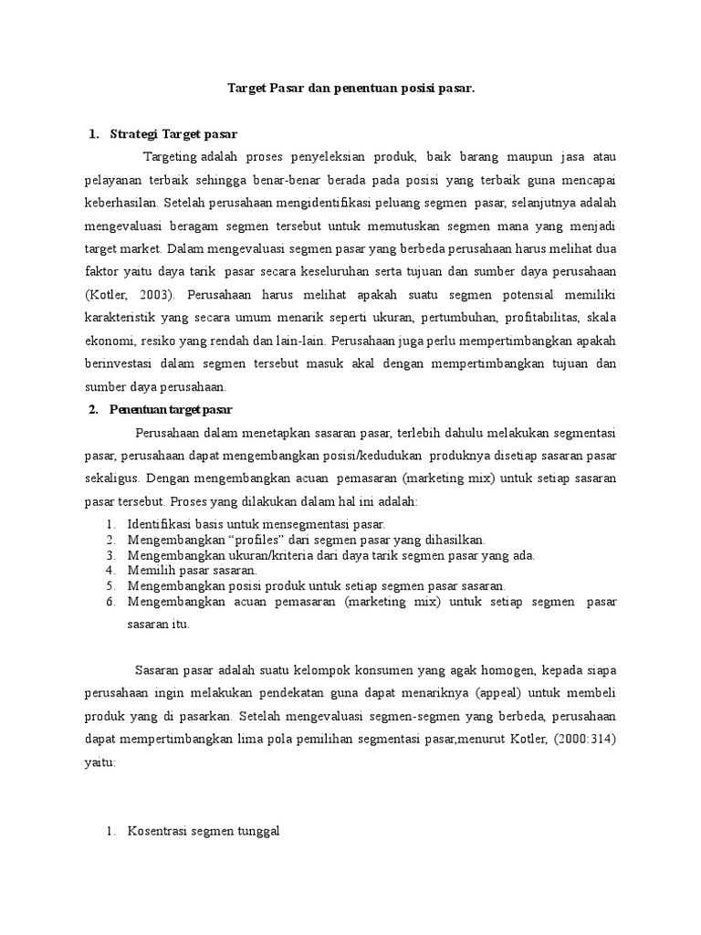 Strategi Penentuan Posisi Pasar | PDF