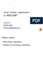 Non Linear Equations: in Matlab