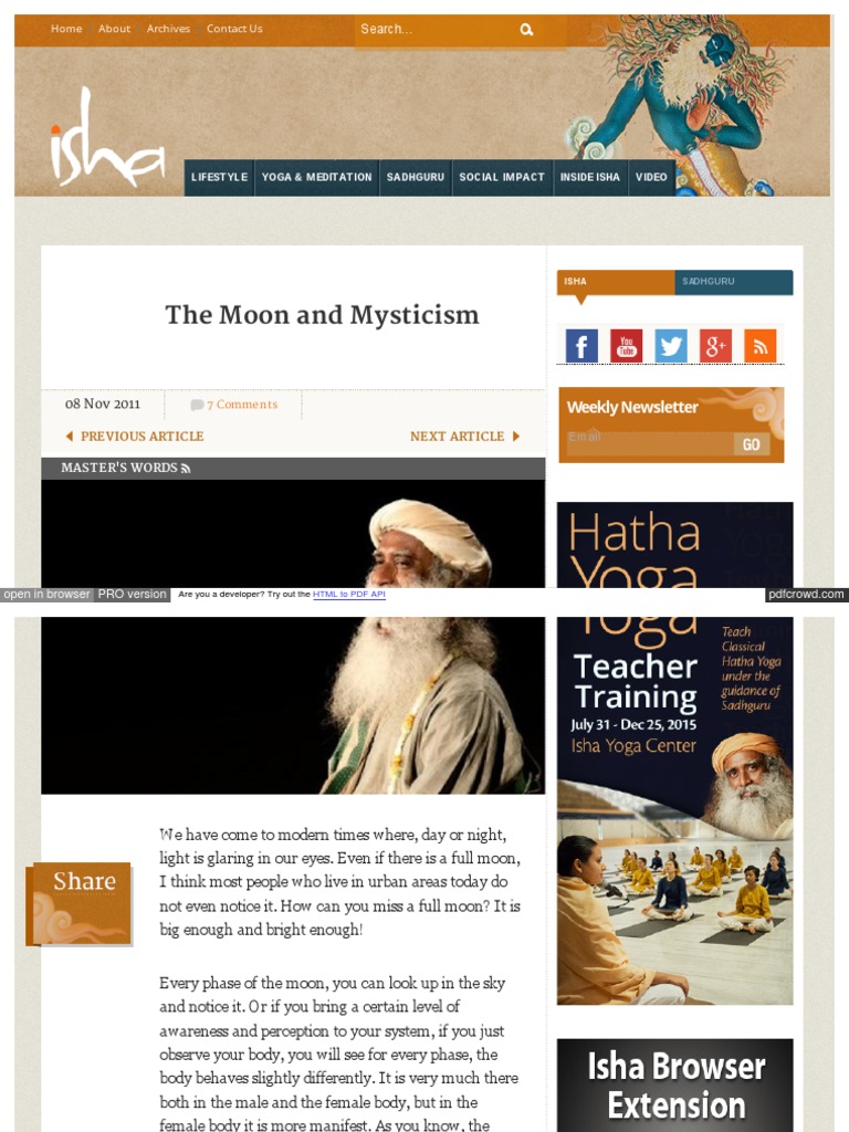 WWW Ishafoundation Org Blog Sadhguru Masters Words The Moon PDF