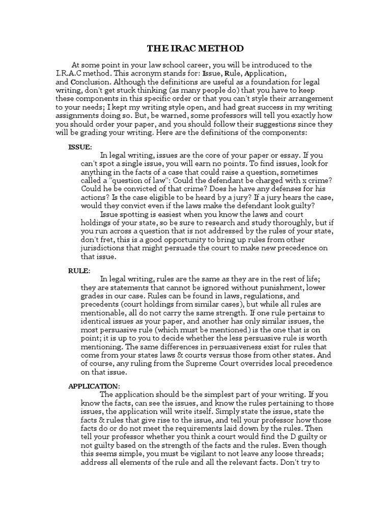 irac essay example criminal law