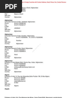 Directory of Indian Embassies in Foreign Countries With Contact Address, Email, Phone, Fax, Contact Persons