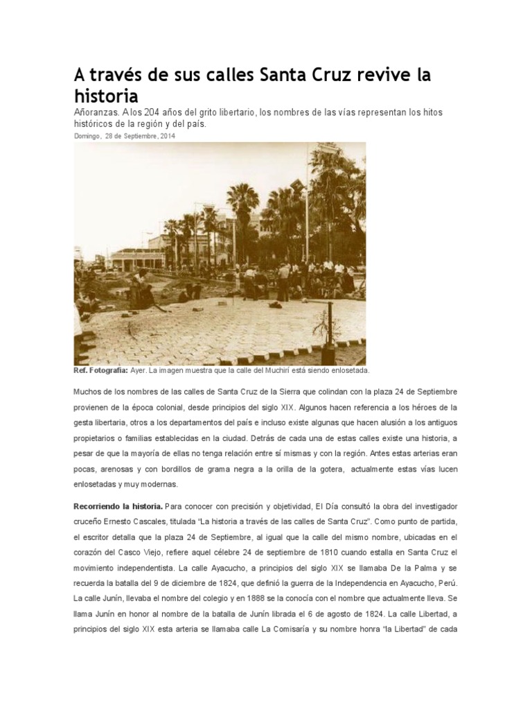 A Través de Sus Calles Santa Cruz Revive La Historia | PDF | América ...