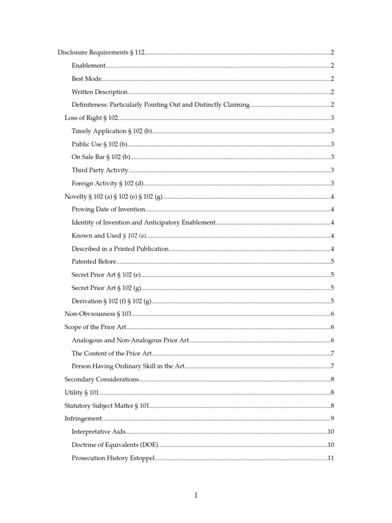 Patent Outline | PDF | Prior Art | Patent Claim