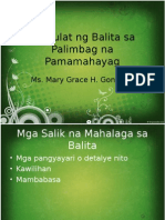 Pagsulat NG Balita Sa Palimbag Na Pamamahayag