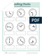 Reading Clocks: Write The Time That Each Clock Shows