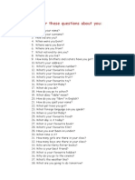 Personal details questionnaire