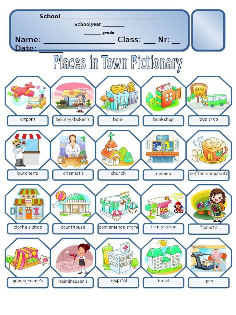 Town Places Pictionary Guide | PDF | Food Retailing | Food Industry