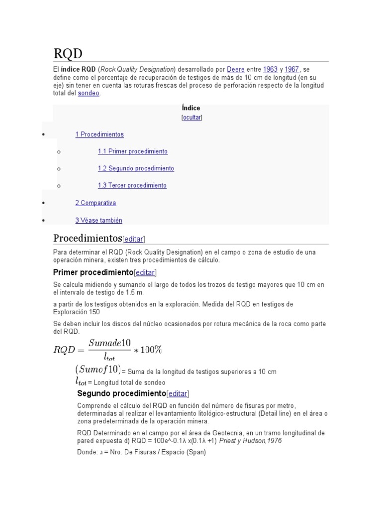 RQD | PDF | Ingeniería geotécnica | Science