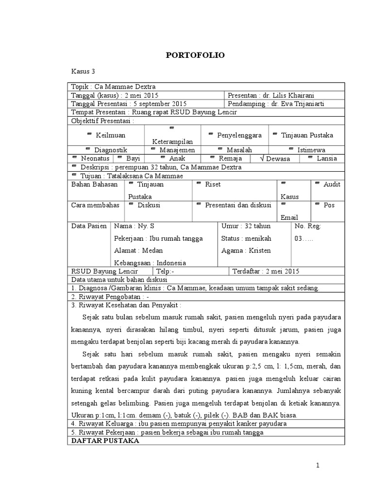 Portofolio Ca Mammae Pdf