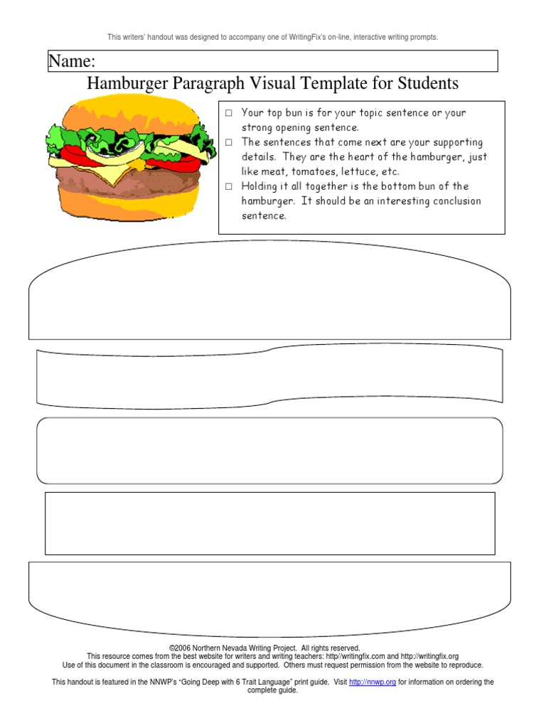 Free Printable Hamburger Writing Template - Printable Word Searches