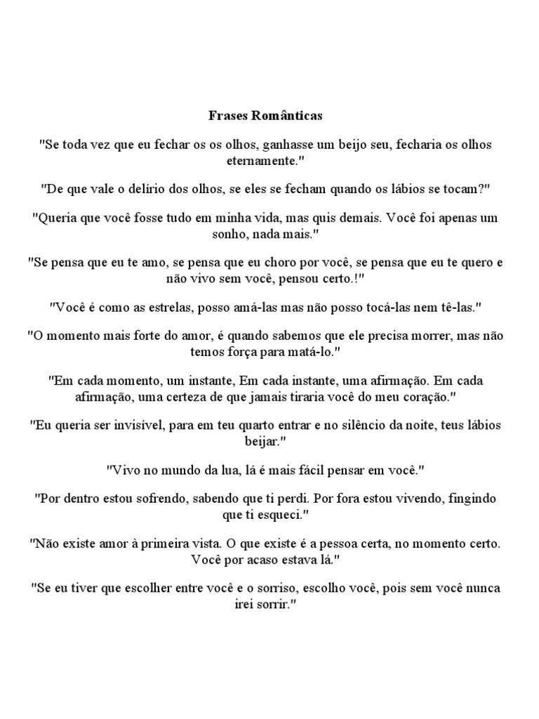 Frases Românticas para Inspirar o Amor | PDF | Beijo | Sentimento