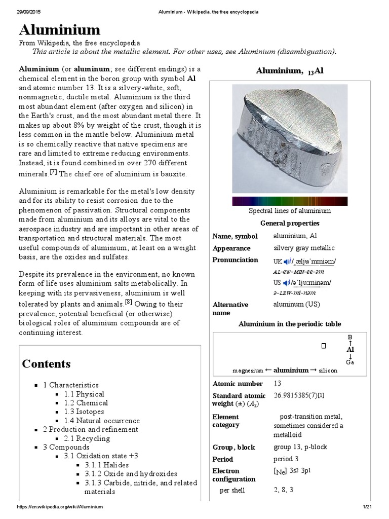 Aluminium Wikipedia, The Free Encyclopedia Aluminium Oxide Aluminium