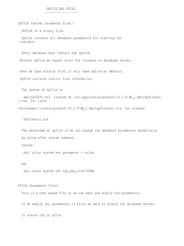 Spfile and Pfile | PDF