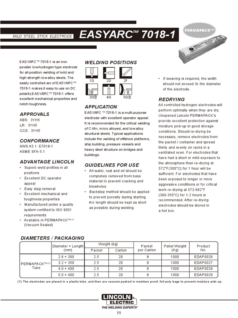 EASYARC 70181 Welding Information