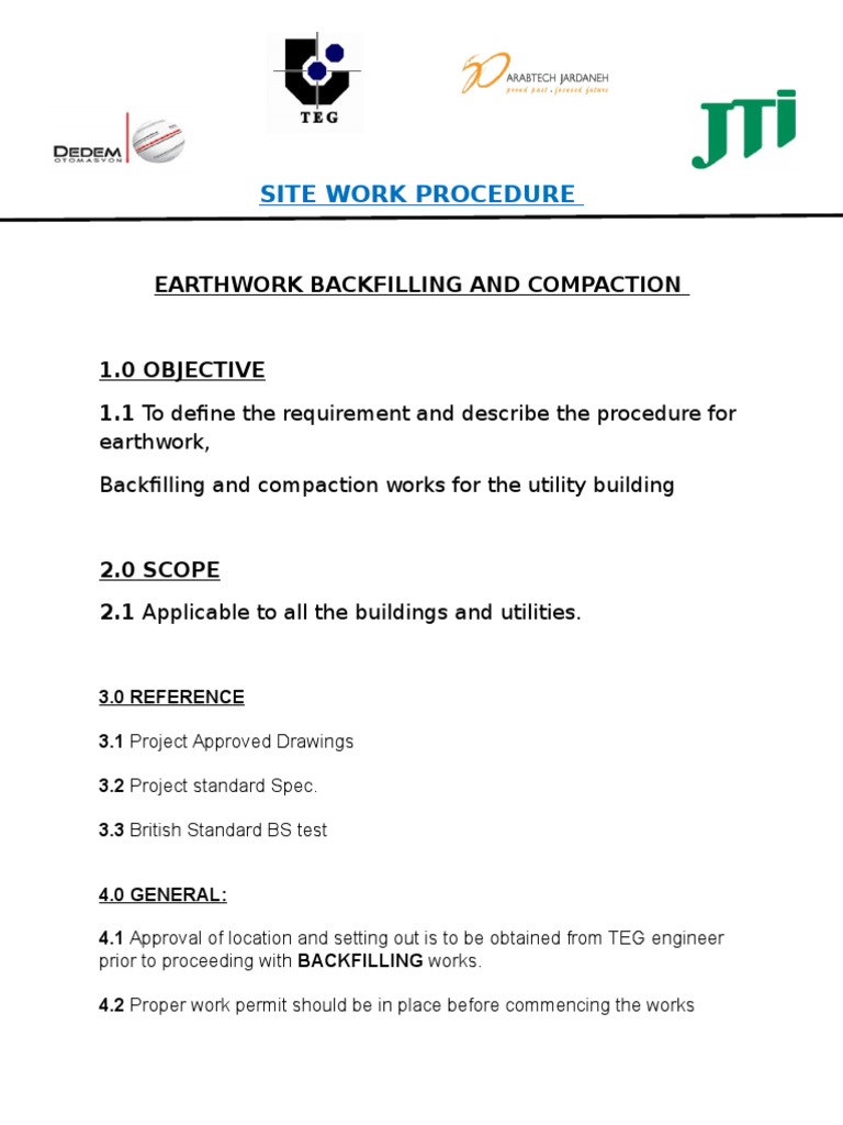 Backfilling and Compaction Procedure | PDF | Engineering | Nature
